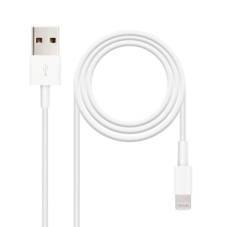 CONEXIÓN TELEFONIA USB - LIGHTNING 2.0 Macho - Macho 2 MTS BLANCO DATOS Y CARGA