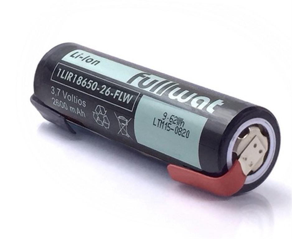 BATERIA Li-Ion 3,7V 2600mAh 18650 DIAMETRO 18.2 x 64.5mm CON TERMINALES