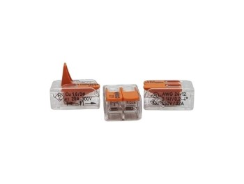 CLEMA DE EMPALME HEMBRA 2 PINES ACODADA 0,5 4 mm2 32A 400V NARANJA PALANCA RETENEDOR AEREA