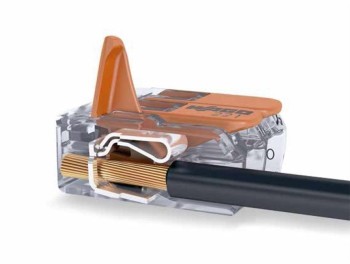 CLEMA DE EMPALME HEMBRA 2 PINES ACODADA 0,5 4 mm2 32A 400V NARANJA PALANCA RETENEDOR AEREA