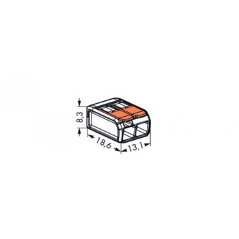 CLEMA DE EMPALME HEMBRA 2 PINES ACODADA 0,5 4 mm2 32A 400V NARANJA PALANCA RETENEDOR AEREA