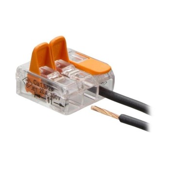CLEMA DE EMPALME HEMBRA 3 PINES ACODADA 0,5 4 mm2 32A 400V NARANJA PALANCA RETENEDOR AEREA
