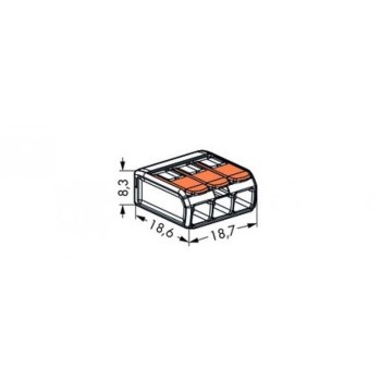 CLEMA DE EMPALME HEMBRA 3 PINES ACODADA 0,5 4 mm2 32A 400V NARANJA PALANCA RETENEDOR AEREA