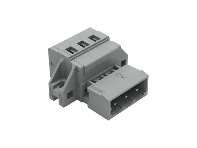 CLEMA DE EMPALME MACHO 3 PINES RECTA 5,08 mm 0,5 2,5 mm2 16A 320V GRIS MUELLE PRESION EMPOTRAR