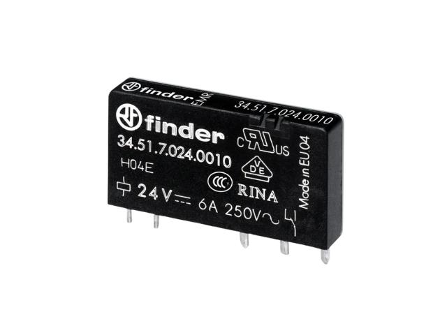 RELE MINIATURA FINDER 24V DC 6A 1CO PCB
