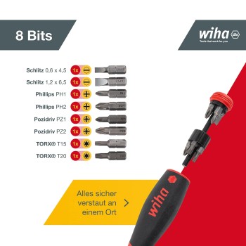 WIHA DESTORNILLADOR CON CARGADOR DE BITS MAGNETICO POCKETMAX