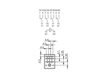 RELE INDUSTRIAL FINDER 24V AC 7A 4CO MONTAJE EN ZÓCALO
