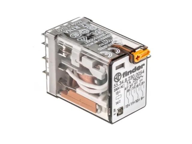 RELE INDUSTRIAL FINDER 220V AC 7A 4CO MONTAJE EN ZÓCALO