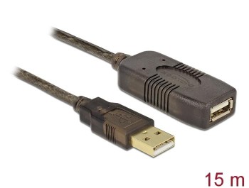 CONEXIÓN USB AMPLIFICADO Macho - Hembra 15 MTS NEGRO CAJA