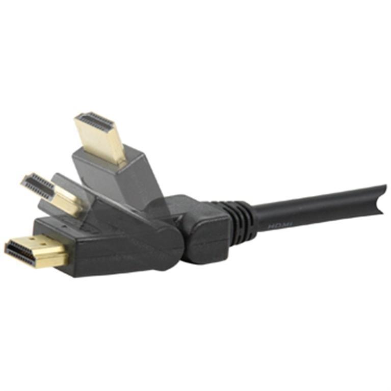 CONEXIÓN HDMI Macho - Macho 1,5 MTS NEGRO 4K / 60HZ CON CONECTOR GIRATORIO