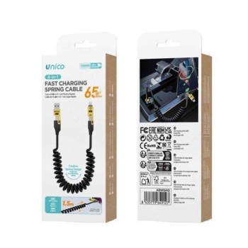 CABLE 4 EN 1 USB A TIPO-C Y TIPO-C A  LAGHTNING 65W