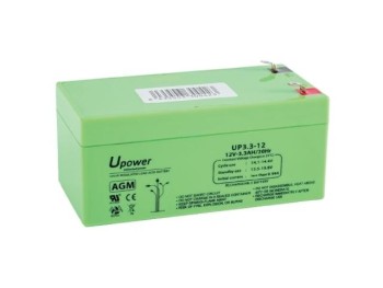 BATERIA PLOMO-GEL 12V 3,3Ah MEDIDA 134 x 34 x 66 mm FASTON 6,3 mm U-POWER