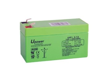 BATERIA PLOMO-GEL 12V 1,3Ah MEDIDA 97 x 43 x 52 mm FASTON 6,3 mm U-POWER