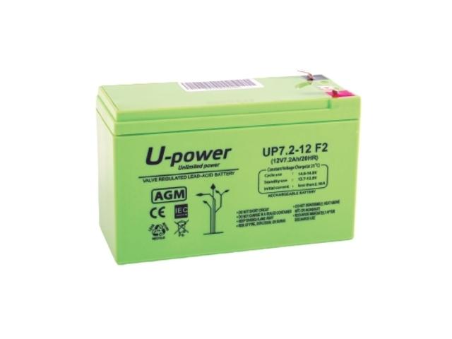 BATERIA PLOMO-GEL 12V 7,2Ah MEDIDA 151 x 65 x 93 mm FASTON 6,3 mm U-POWER
