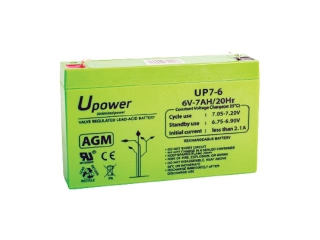BATERIA PLOMO-GEL 6V 7Ah MEDIDA 151 x 34 x 94 mm FASTON 4,8 mm U-POWER