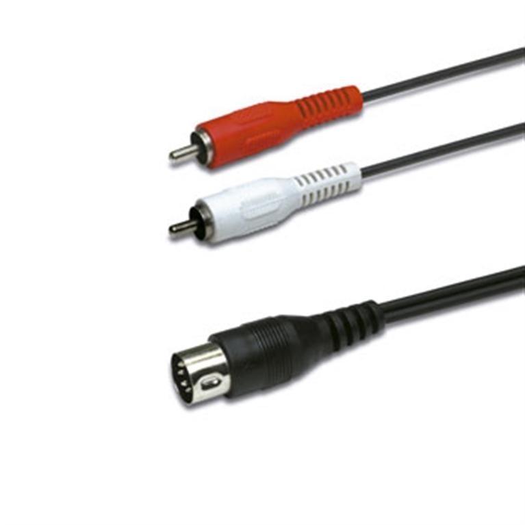 CONEXIÓN DIN - RCA DIN 5 PIN 180º Macho - Macho 1,5 MTS NEGRO