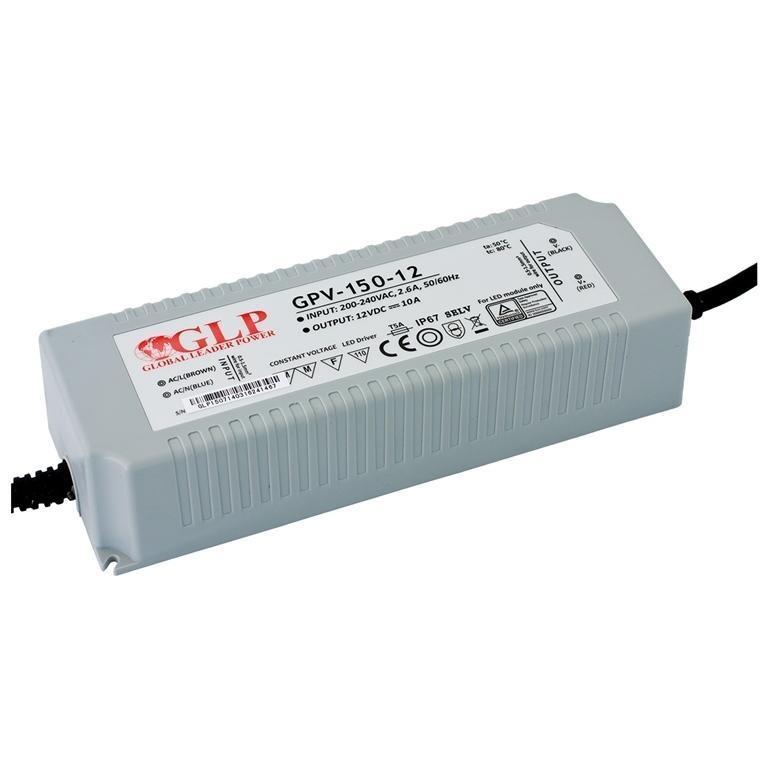 FUENTE ALIMENTACION LED 200 - 240V AC 1 SAL. CAJA ESTANCA 24V DC 6amp 156 WAT. GLP IP67