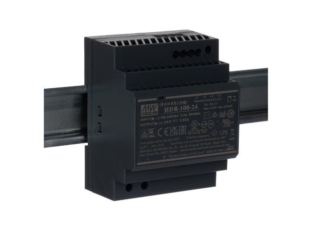 FUENTE ALIMENTACION 85-264 VAC 1 SAL. CARRIL DIN 24V DC 4 AMP. 100 WAT, MEAN WELL IP20