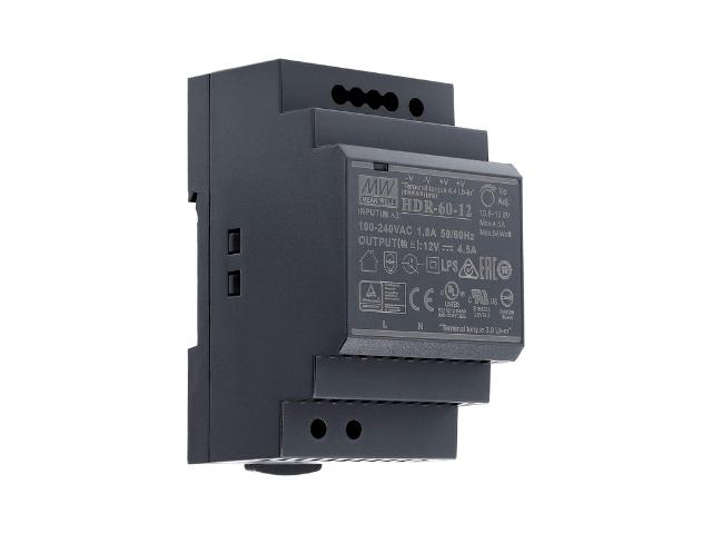 FUENTE ALIMENTACION 85-264 VAC 1 SAL. CARRIL DIN 12V DC 5 AMP. 60 WAT. MEAN WELL IP20