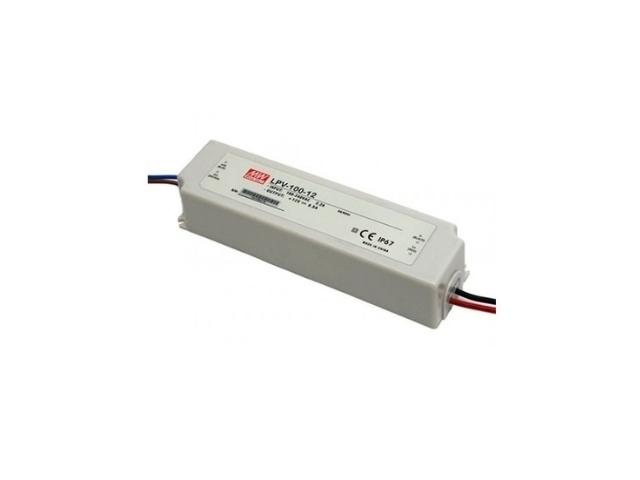 FUENTE ALIMENTACION LED 100 - 240V AC 1 SAL. CAJA ESTANCA 12V DC 8,5 AMP. 100 WAT, MEAN WELL IP67