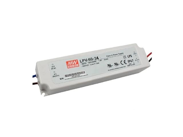 FUENTE ALIMENTACION LED 100 - 240V AC 1 SAL. CAJA ESTANCA 24V DC 2,5 AMP. 60 WAT. MEAN WELL IP67