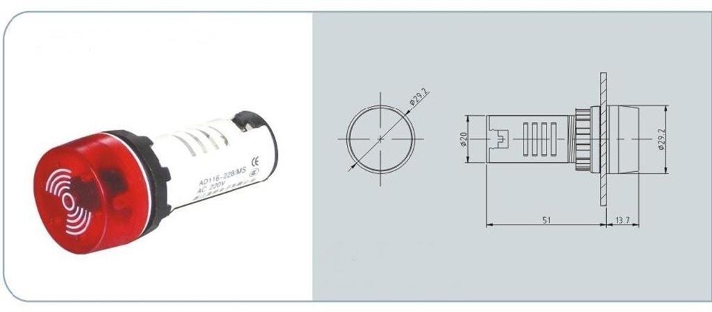 ZUMBADOR LED 22mm 230VAC
