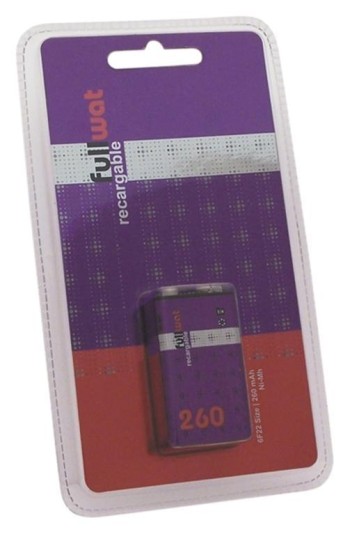 BATERIA Ni-MH 1,2V 260mAh 6F22 / 6LR61 DIAMETRO 48x26x17mm