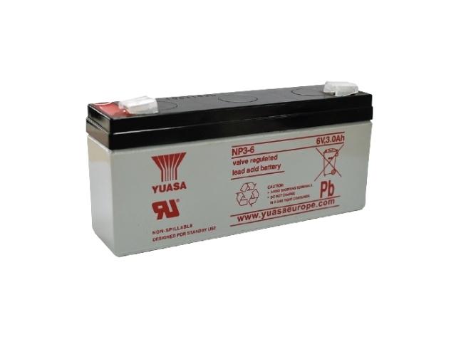 BATERIA PLOMO-GEL 6V 3Ah MEDIDA 134 x 34 x 64 mm FASTON 6,3 mm YUASA