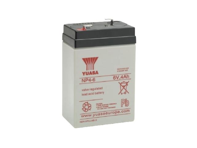BATERIA PLOMO-ACIDO 6V 4Ah MEDIDA 90 x 70 x 106 mm FASTON 6,3 mm YUASA