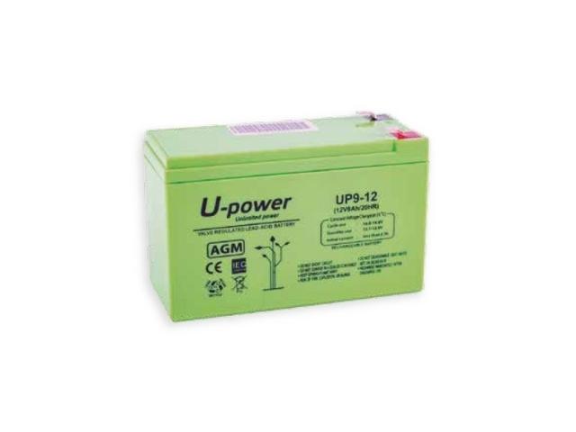 BATERIA AGM 12V 9Ah MEDIDA 151 x 65 x 93 mm FASTON 6,3 mm U-POWER