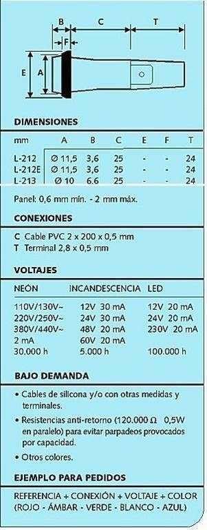 PILOTO NEON AMBAR 220VAC