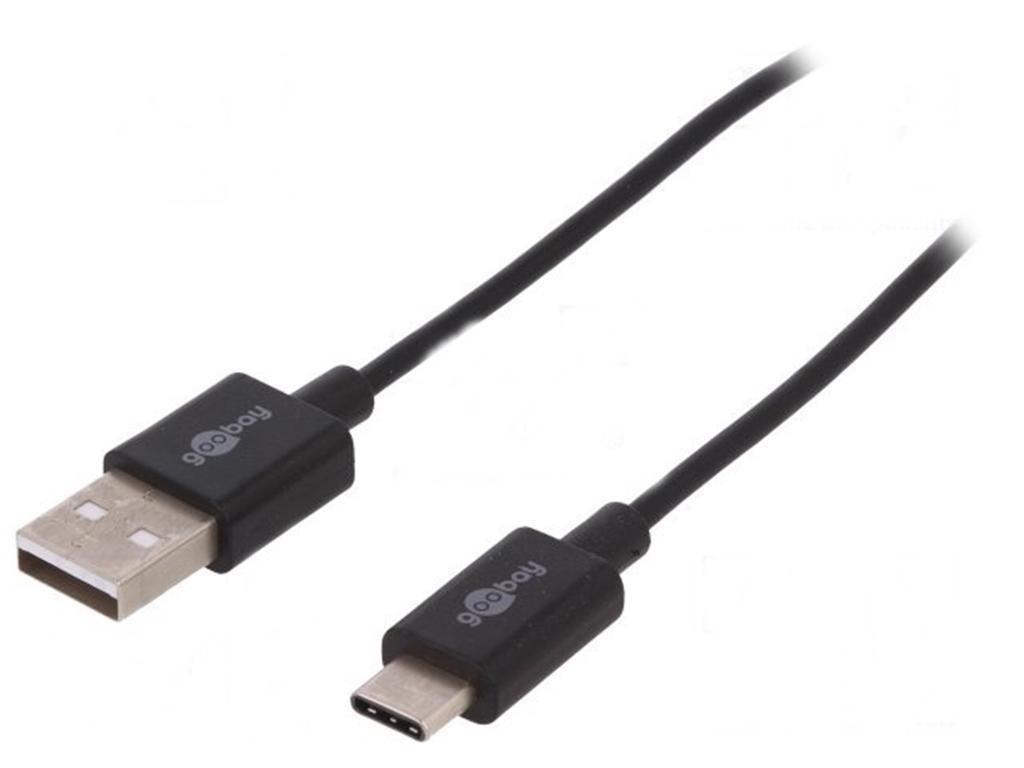 CONEXIÓN TELEFONIA USB - USB C 2.4A Macho - Macho 1 MTS NEGRO DATOS Y CARGA