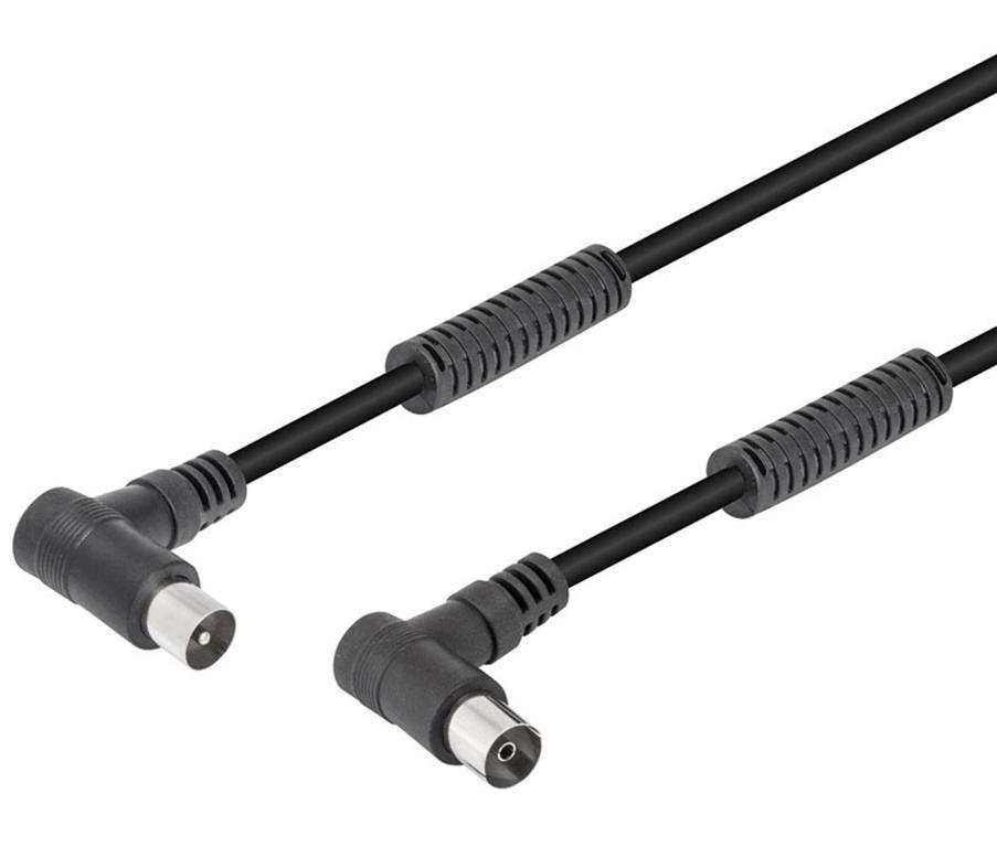 CONEXIÓN ANTENA TV ACODADO Macho - Hembra 1,5 MTS NEGRO